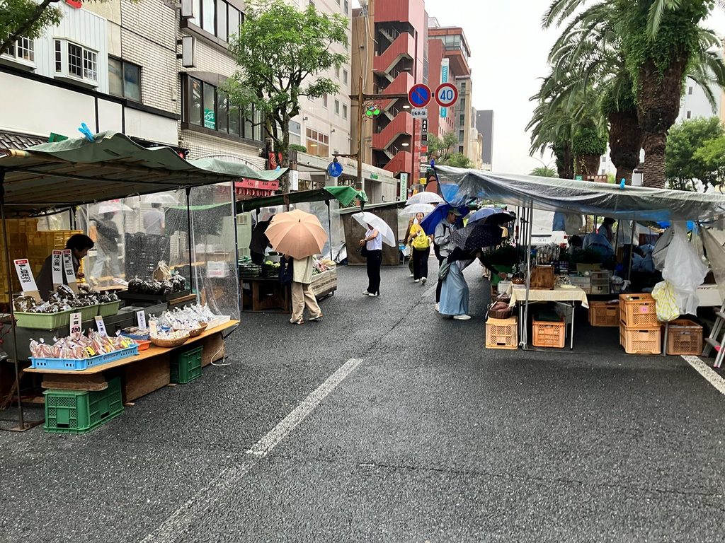 雨の日曜日に開催されていた高知市の日曜市